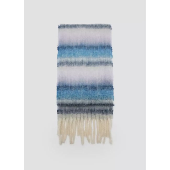 Écharpe à rayures et bords frangés lilas <span itemprop=
