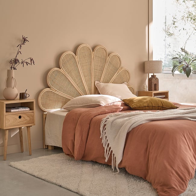 Tête de lit en rotin et cannage  ROMY Couleur naturel <span itemprop=