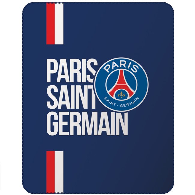 Plaid polaire imprimé 100% polyester, Paris Saint Germain STYLE bleu <span itemprop=