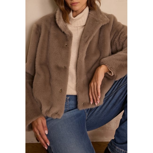 Manteau duveteux DELICE gris <span itemprop=