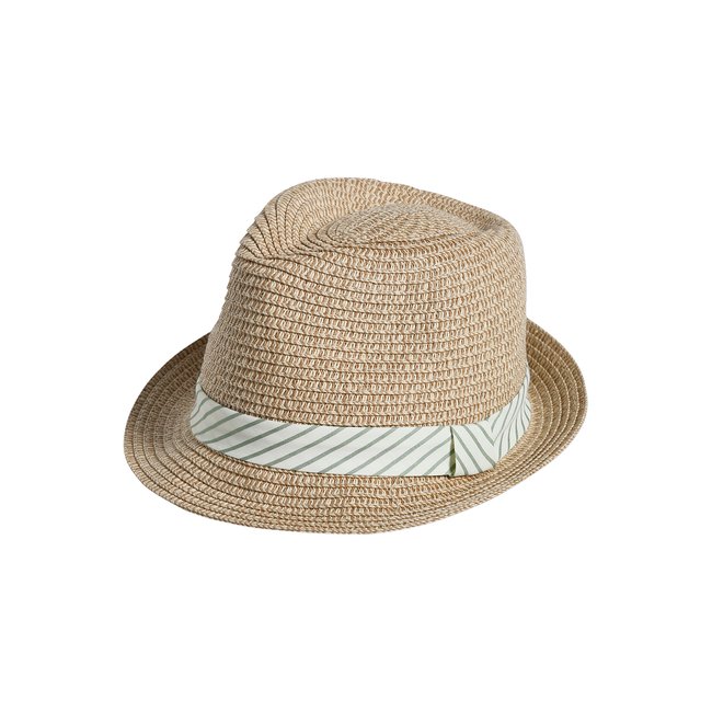 Chapeau esprit panama aspect paille bois <span itemprop=