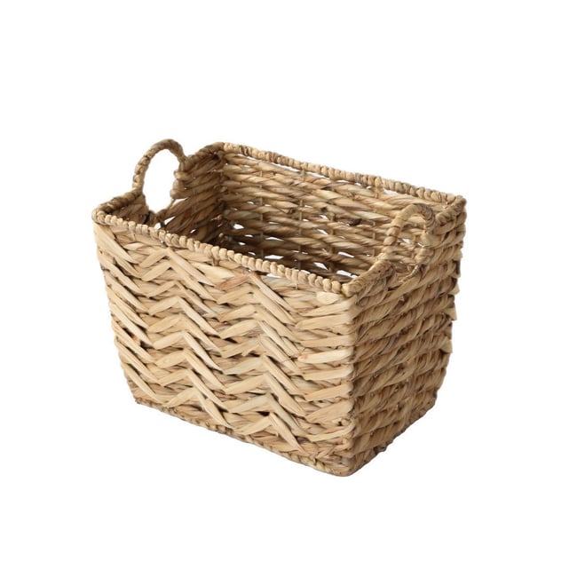 Panier haut en jacinthe d'eau petit modèle - L40xH30 cm Couleur bois clair <span itemprop=