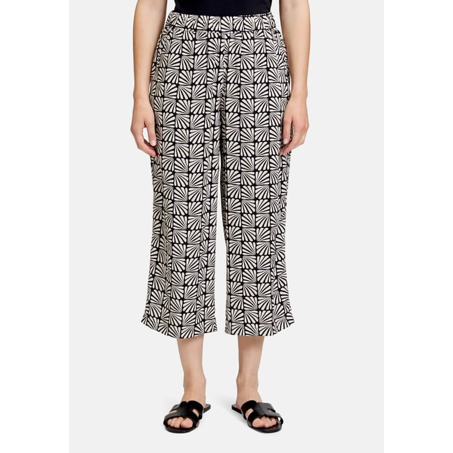 Pantalon à enfiler à poches extérieures noir/beige <span itemprop=