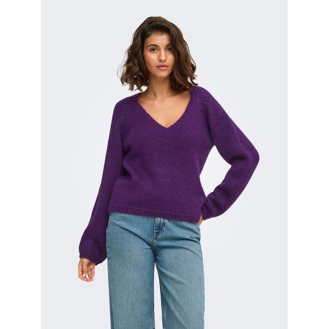 Pull En Maille violette - acai 1 <span itemprop=