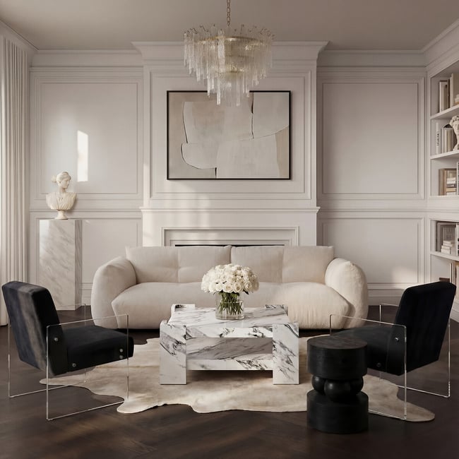 Barolo Pillow-Shaped Velvet 3 Seater Sofa, pearly beige, ÉDITÉ