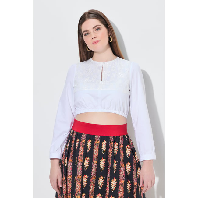 Chemisier traditionnel Dirndl. Dentelle et blanc neige <span itemprop=