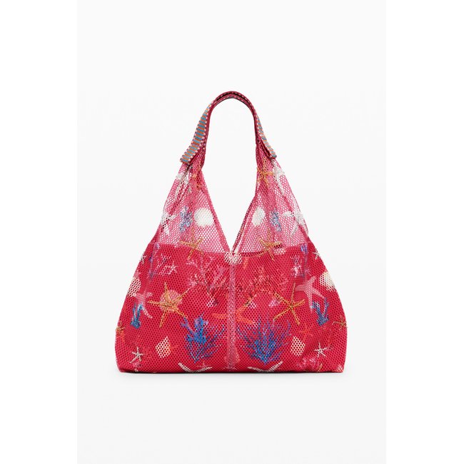 Medium star texture tote bag rose <span itemprop=