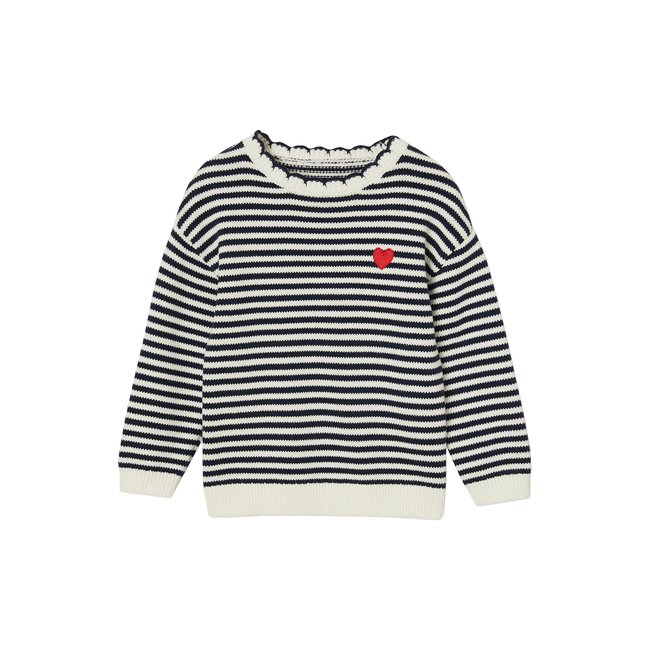 Pull rayé marine <span itemprop=