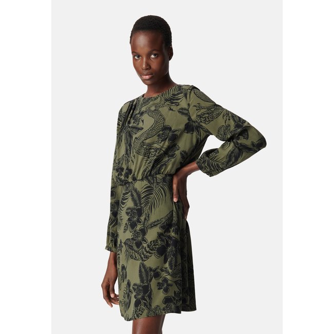 Robe en viscose maxi jungle vert kaki <span itemprop=