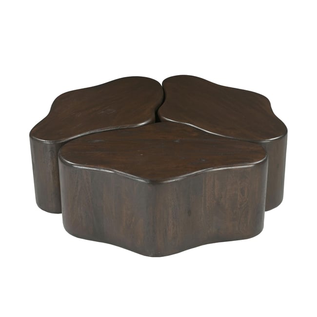 Table basse design organique bois brun 3 blocs ALMA Couleur marron <span itemprop=