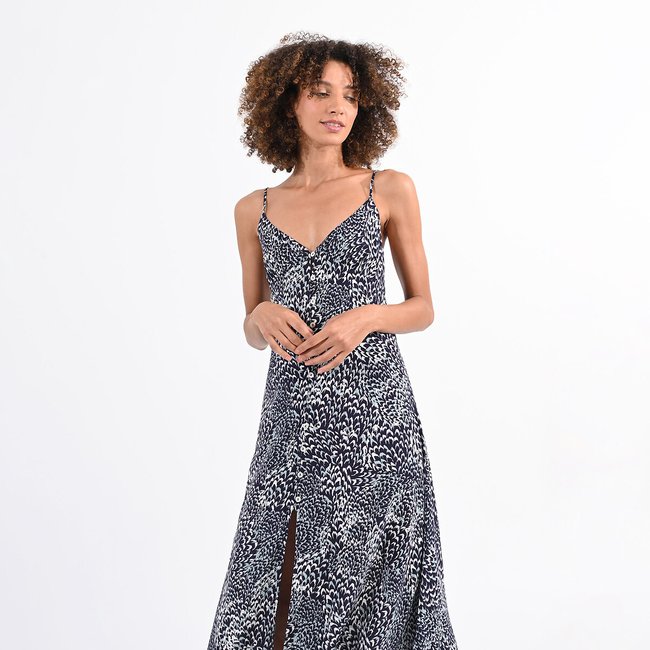 Abito lungo fantasia con spalline sottili blu Molly Bracken La Redoute