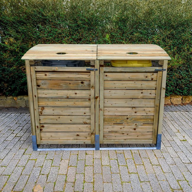 Cache poubelle Manille Double marron <span itemprop=