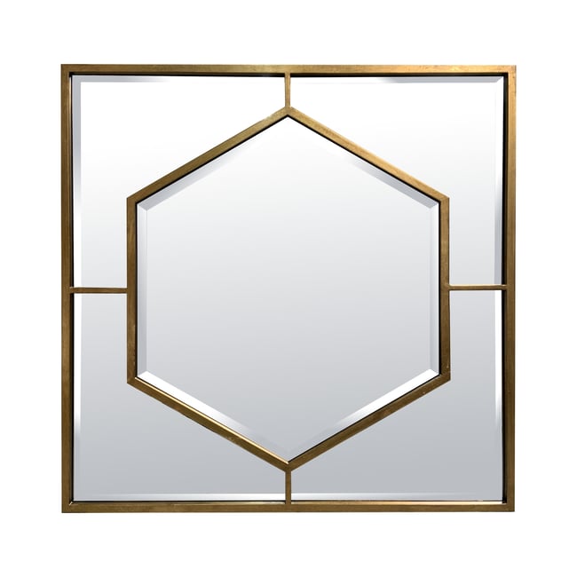 Miroir hexagone métal 80x80cm Couleur or <span itemprop=