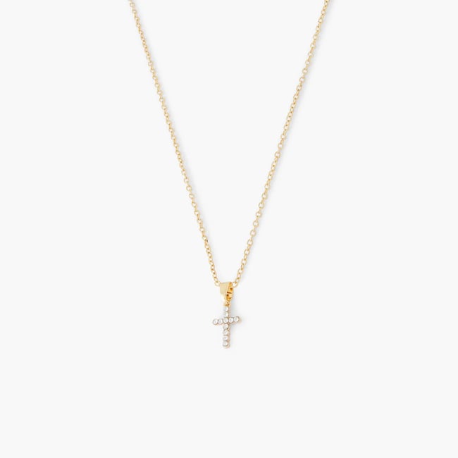 Collier pendentif croix strassée acier inoxydable v019843 <span itemprop=