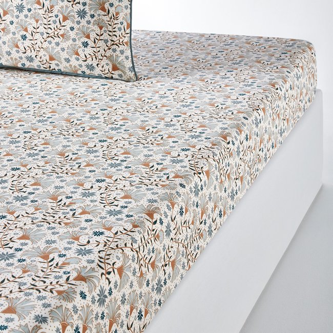 Drap housse percale de coton Kalyan imprimé fleurs LA REDOUTE INTERIEURS