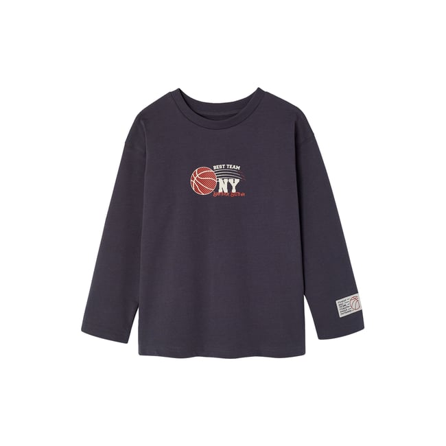 T-shirt manches longues gris ardoise <span itemprop=