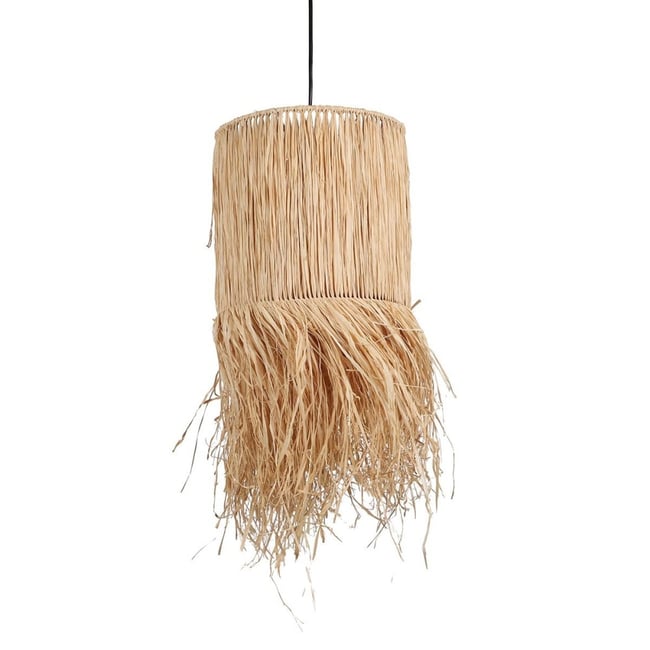 Suspension Lungo raphia franges H60 Couleur beige <span itemprop=