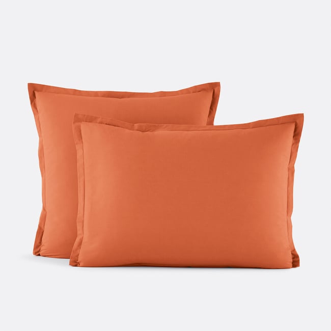 Taie d'oreiller en percale de coton, 80 fils, Scenario orange cuit <span itemprop=