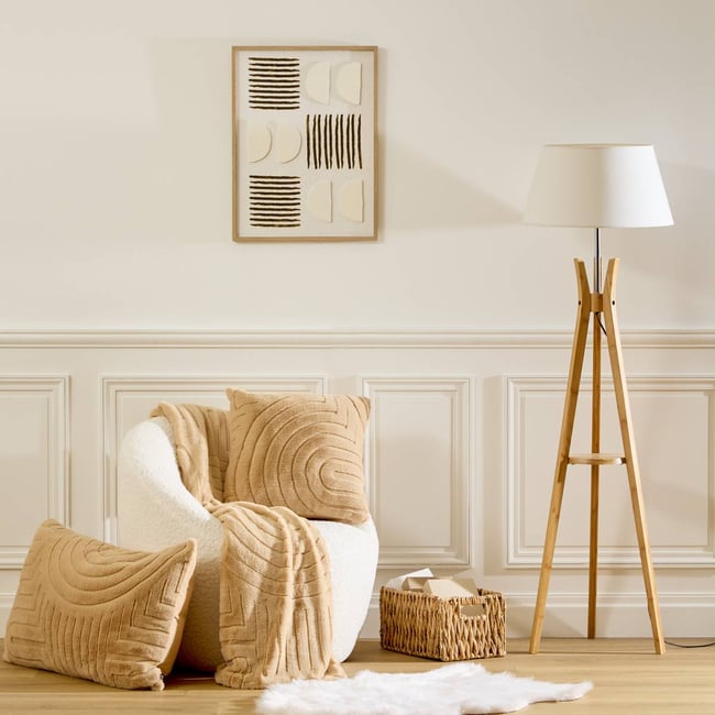 Plaid en imitation fourrure ARKA beige lin <span itemprop=