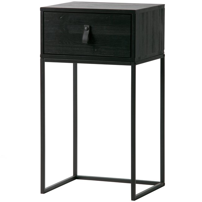 Chevet en fer et pin ZOLA Couleur noir <span itemprop=