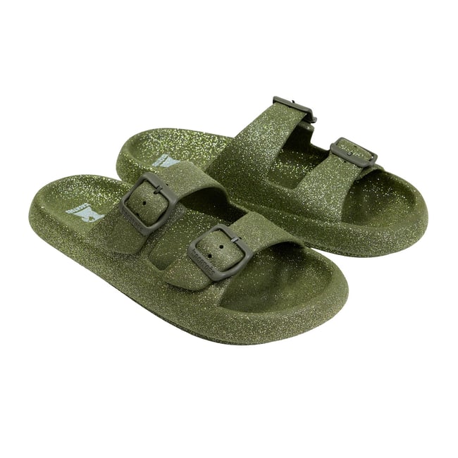Sandales plates Enfant JESSY GLITTER - Kaki foncé - 29/30 kaki foncé <span itemprop=