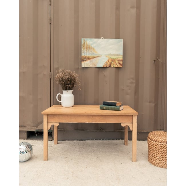 Table basse en chêne Léonie N°1587 - Bon état Couleur bois clair <span itemprop=