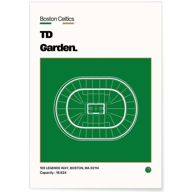 Affiche TD Garden - Boston Celtics Couleur blanc <span itemprop=