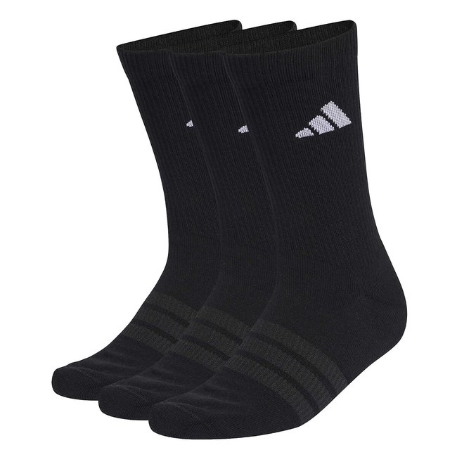 Pack of 3 Pairs of Crew Socks, black + black + black, adidas Performance