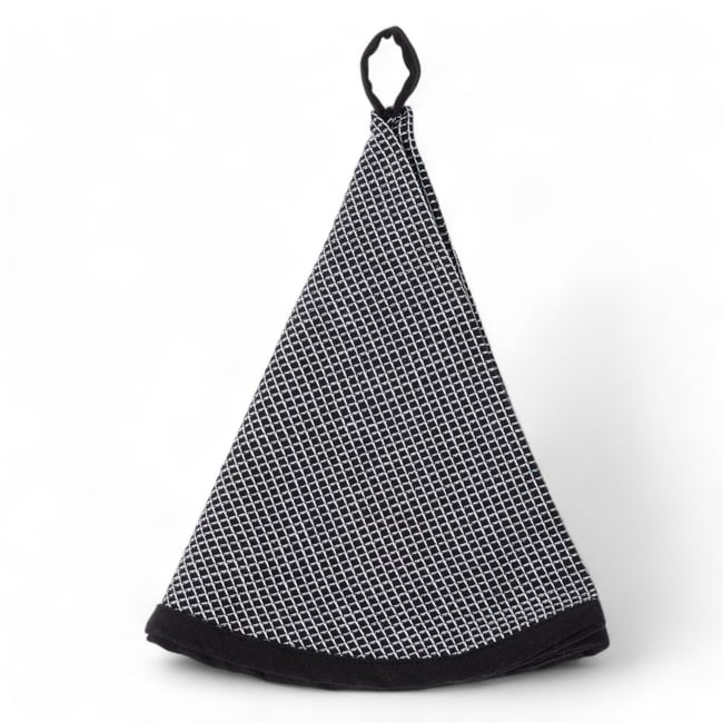 Torchon vaisselle rond coton KITCHEN noir <span itemprop=