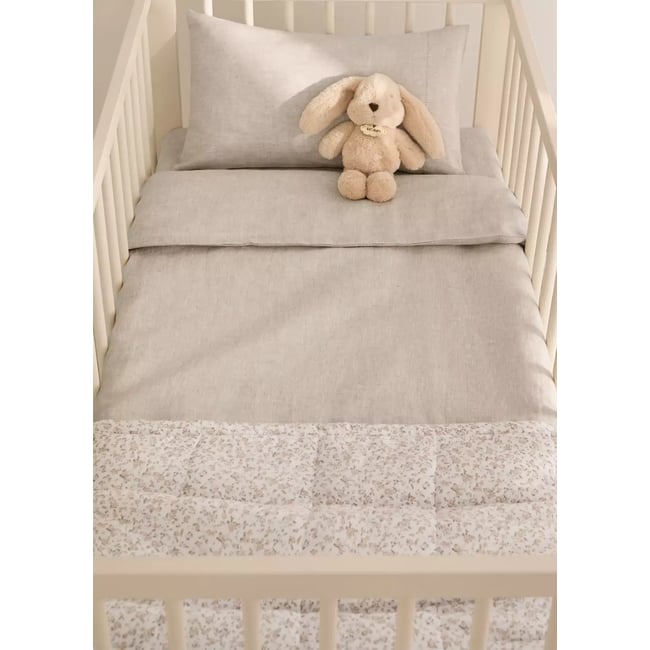 Housse de couette berceau lin lavé beige <span itemprop=