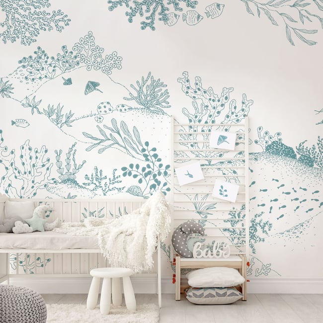 Papier peint panoramique Jardin sous-marin, Vert 225 x 250cm - ACTE DECO