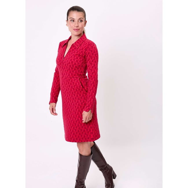 Robe maille jaquard recyclée col zippé CLELIE - PRINCESSE NOMADE