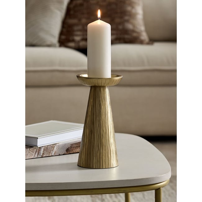 Bougeoir en métal evie Couleur doré <span itemprop=