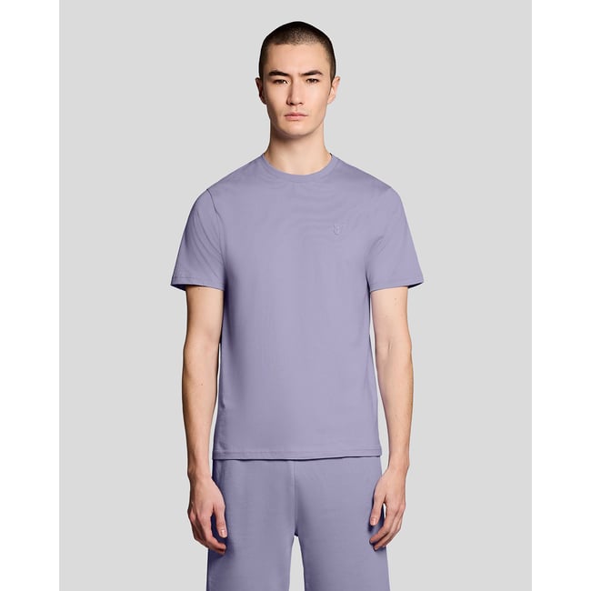 T-shirt en coton superfine bleu violette florale <span itemprop=