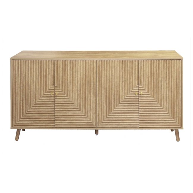 Buffet 4 portes façades lamellées EDEN Couleur bois clair <span itemprop=