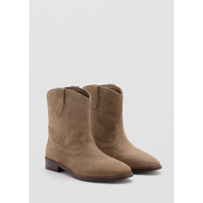 Bottines cuir et croûte de cuir sable <span itemprop=