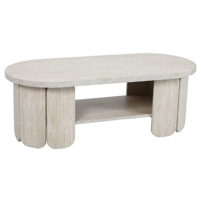 Table basse effet travertin ovale 110x50 cm, MOLLY - OVIALA