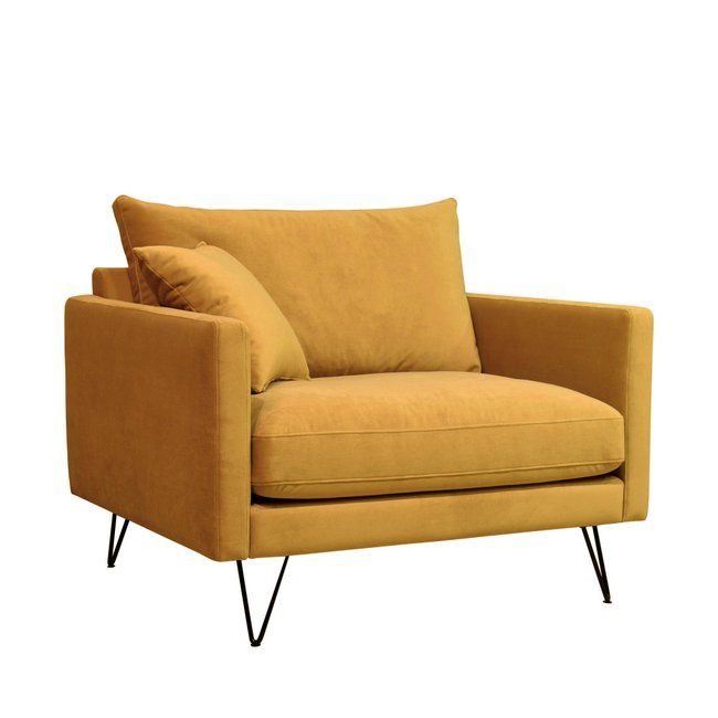 Fauteuil XL en velours pieds épingles noirs - VILLABON - DRAWER