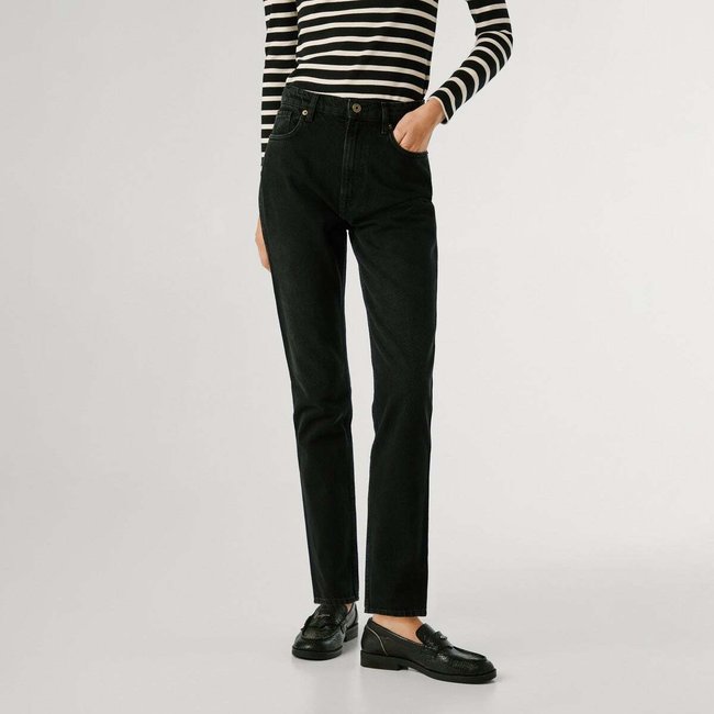 Jean Coupe Slim, Taille Haute - Betty faded deep black <span itemprop=