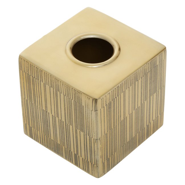 Etched Line Gold Finish Tissue Box, gold-coloured, SO'HOME