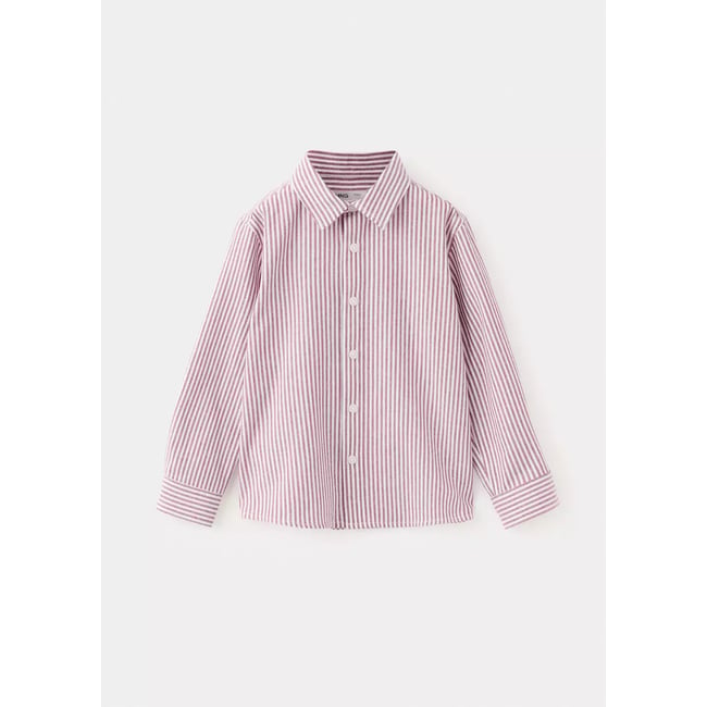 Chemise coton rayures cerise <span itemprop=