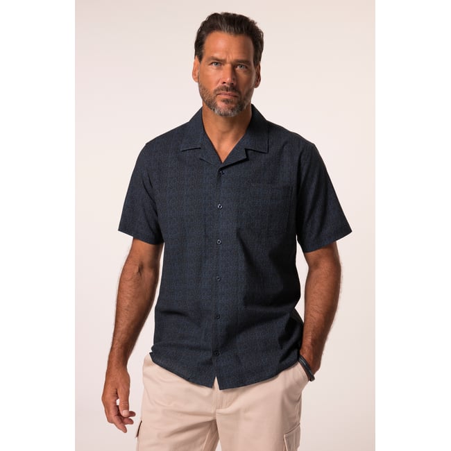 Chemise aspect lin bleu marine <span itemprop=
