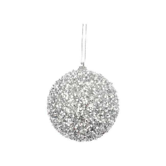 Boule de Noël Décorée de Billes Couleur argent <span itemprop=