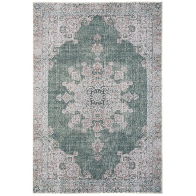 Tapis traditonnel, effet délavé, lavable ORION Couleur vert <span itemprop=