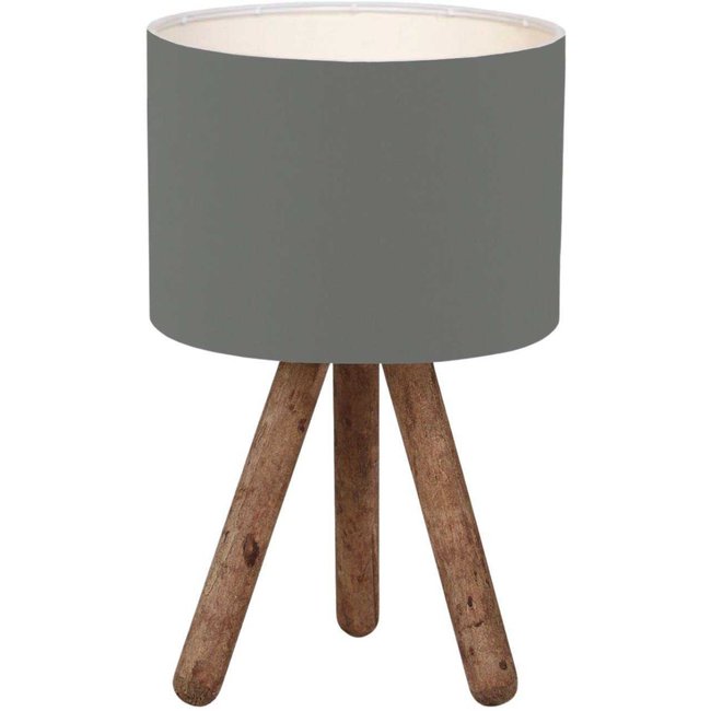 Lampe à poser trépieds bois et tissu Fallen Couleur gris foncé <span itemprop=
