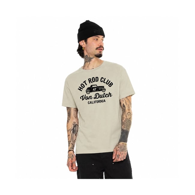 Tee shirt coton LOG beige/noir <span itemprop=