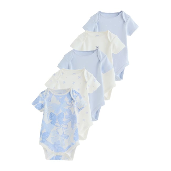 Body bébé à manches courtes, lot de 5 nœud bleu <span itemprop=