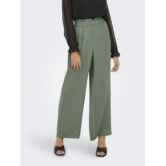 Pantalon large, taille haute  vert clair <span itemprop=