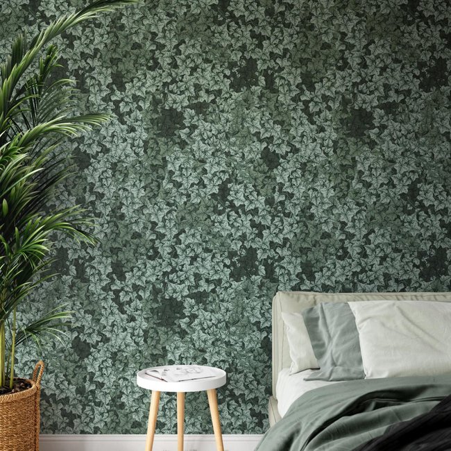 Papier peint avec plantes grimpantes de la forêt - 340x260 cm (l x h) Couleur vert <span itemprop=