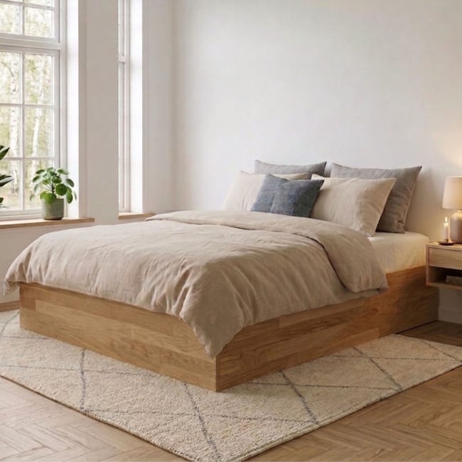 Lit coffre bois massif naturel Couleur naturel <span itemprop=